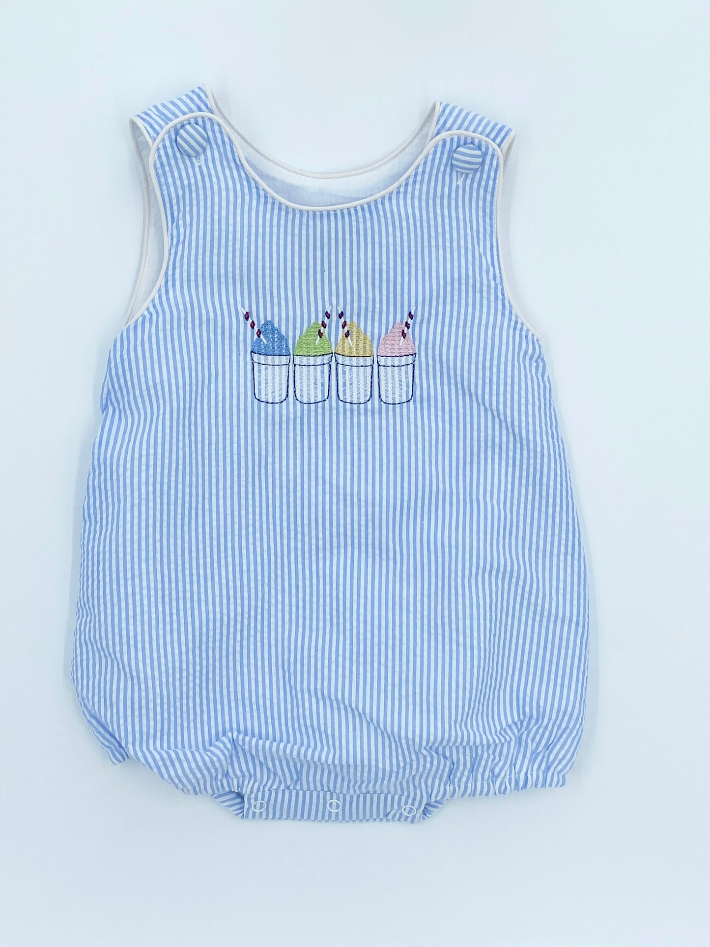 Snowball Classic Seersucker Bubble Romper
