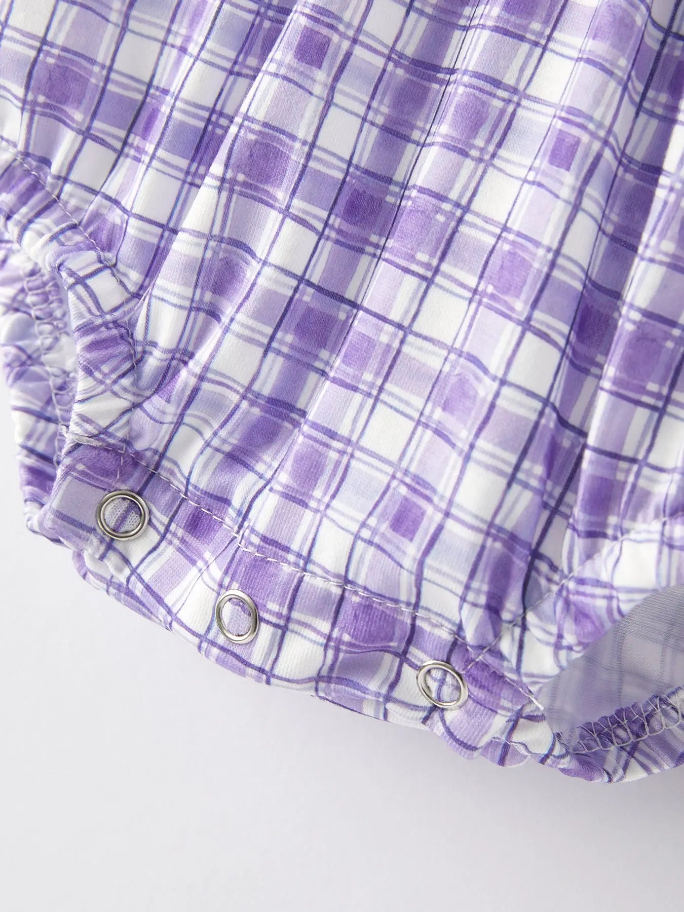 Mardi Gras Purple Plaid Animal Smock Embroidery Girls' Romper