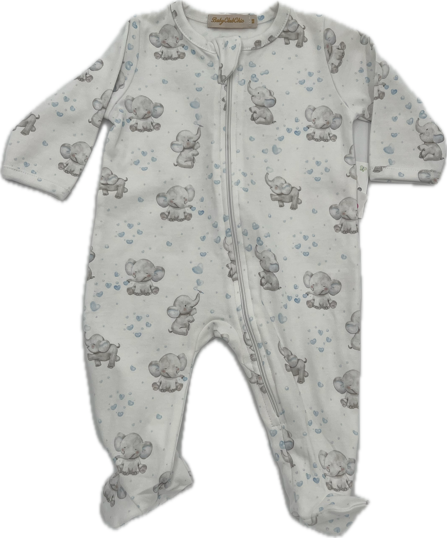 Baby Club Chic Bubbly Elephant Blue Footie Zipped