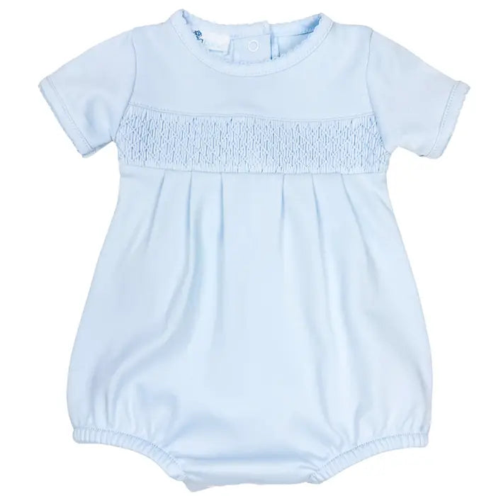 Solid Blue Smocked Bubble