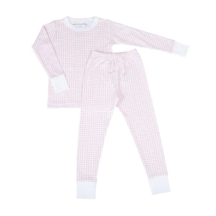 Mini Checks Long Pajamas - Pink