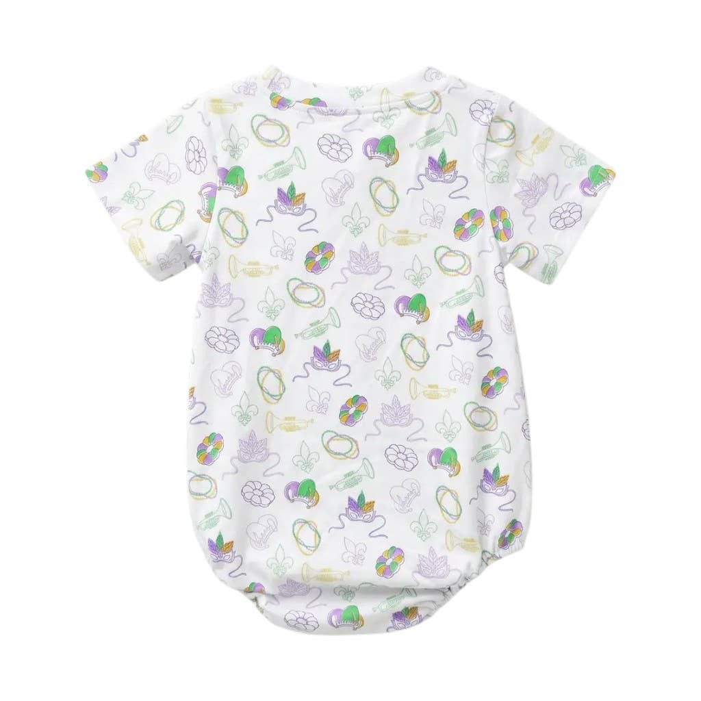 Short Sleeve Bubble in Mardi Gras Print