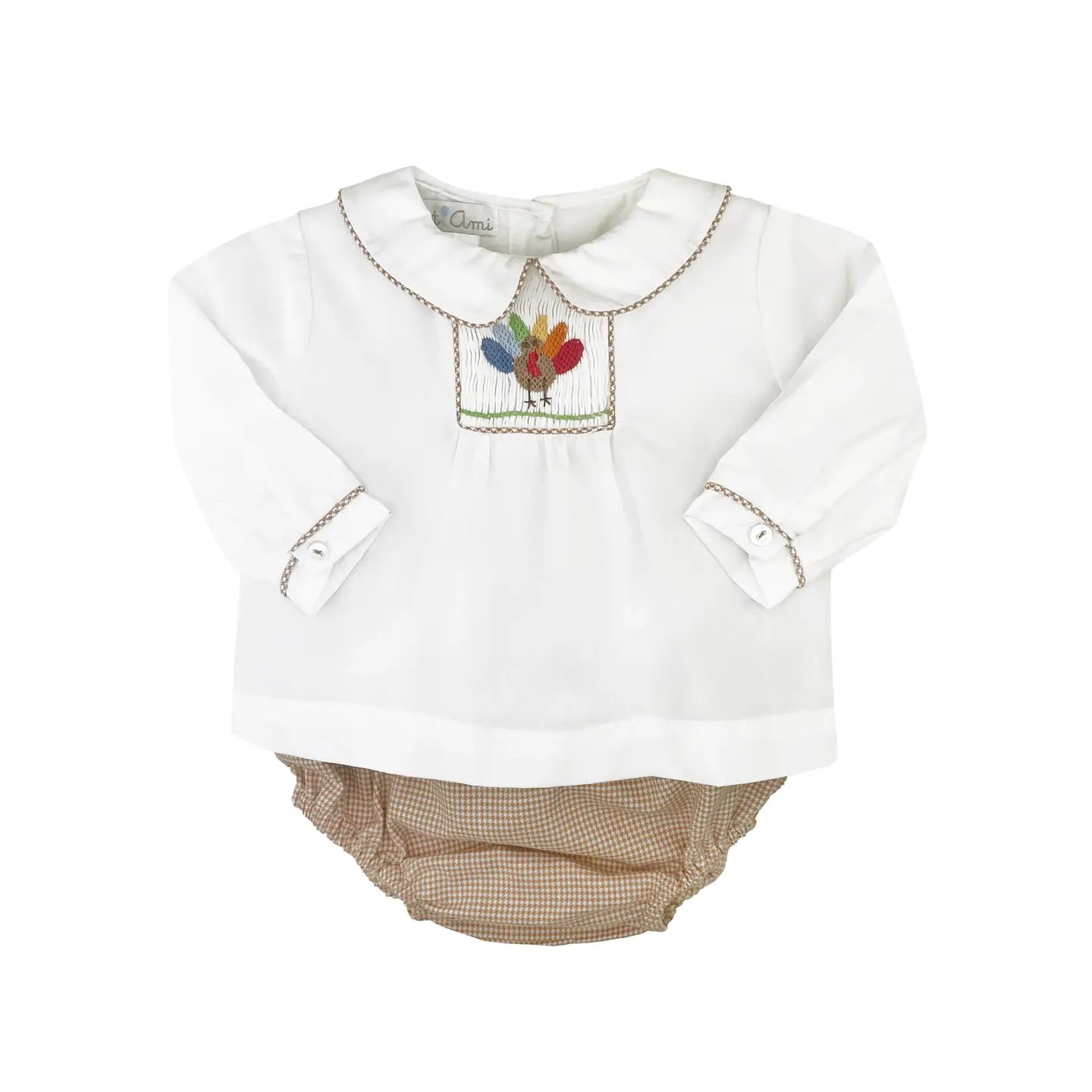 Turkey Hand Picture Smocked Diaper Set