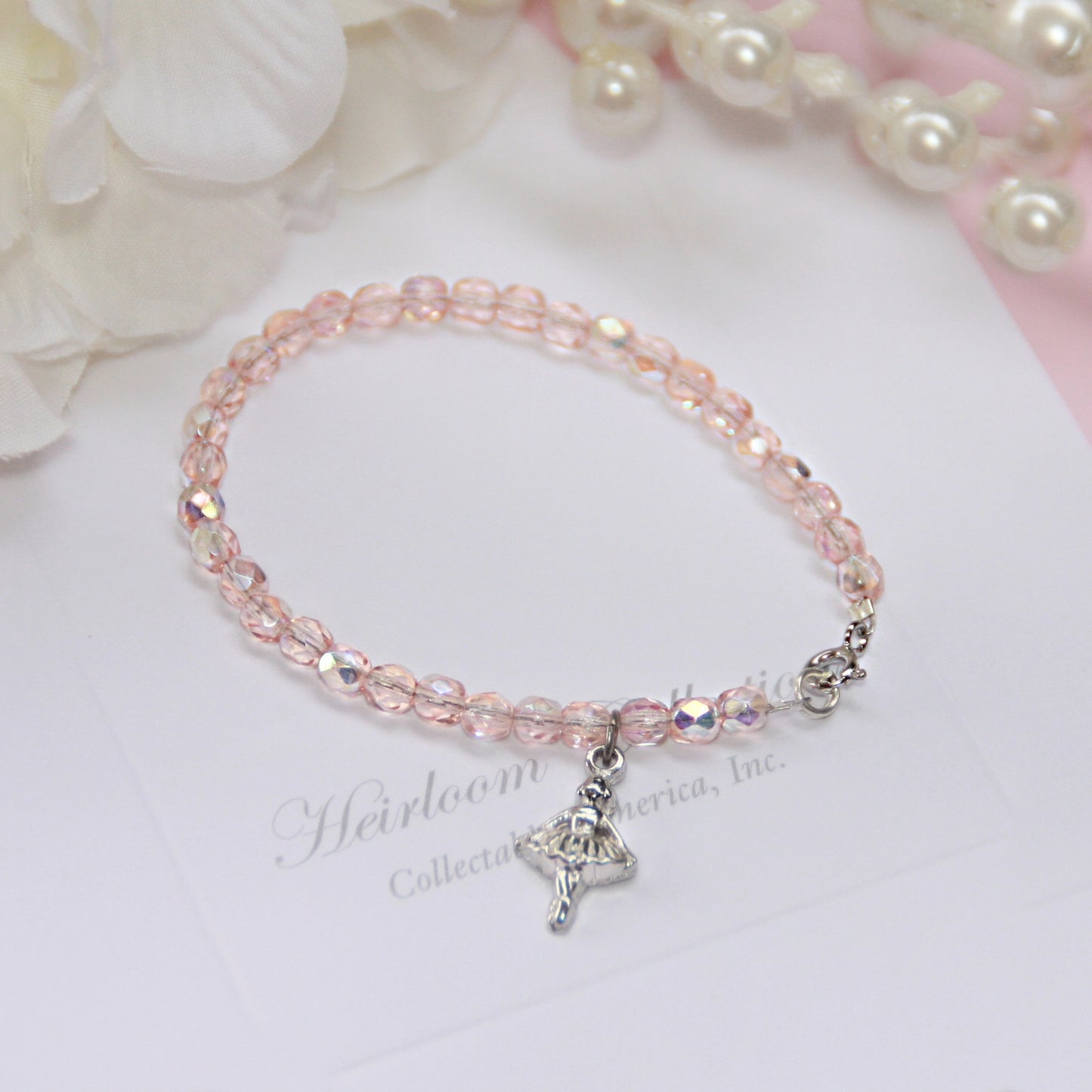 Dance Ballerina Pink Crystal Bracelet
