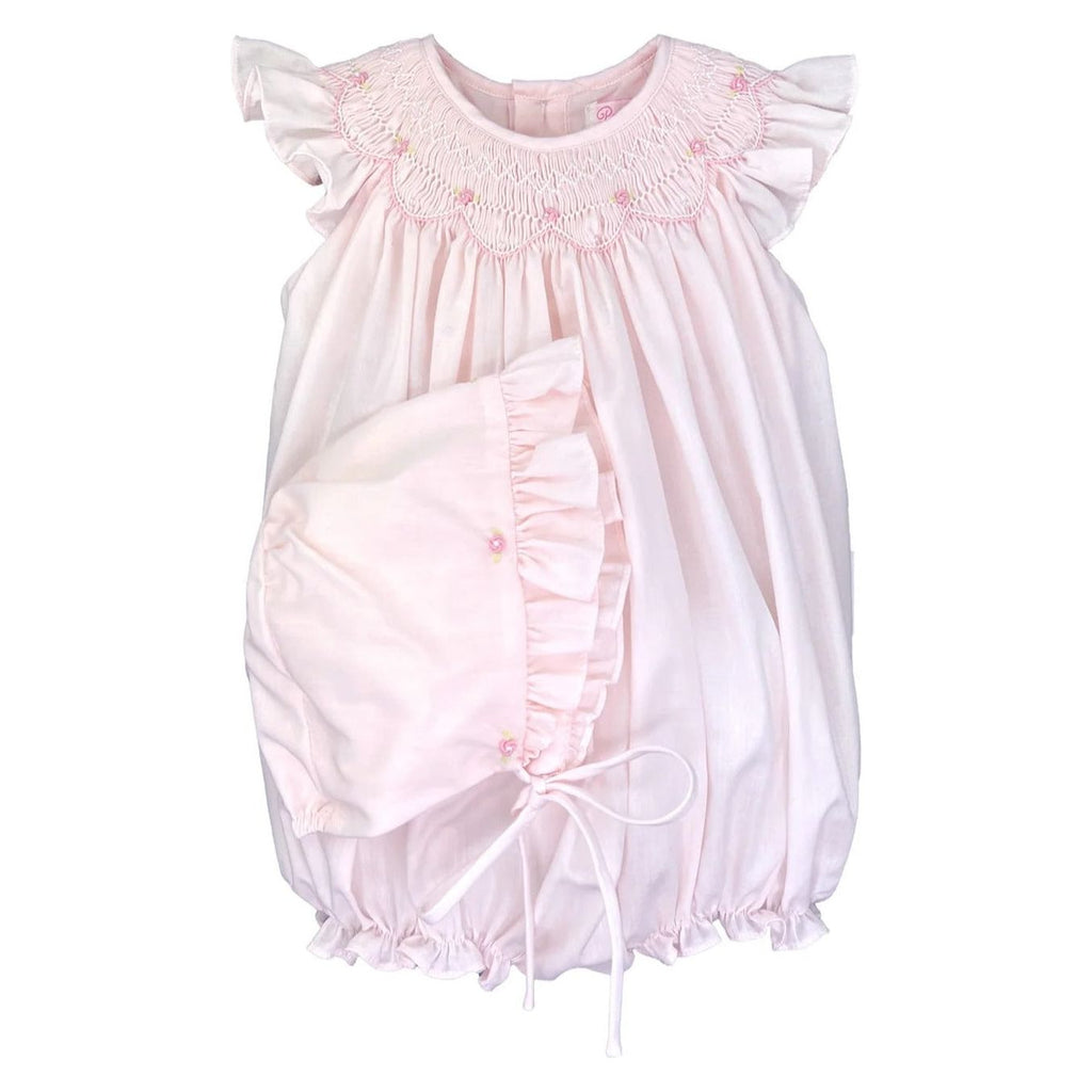 Petit Ami Pink Smock Bubble Pearls Hat