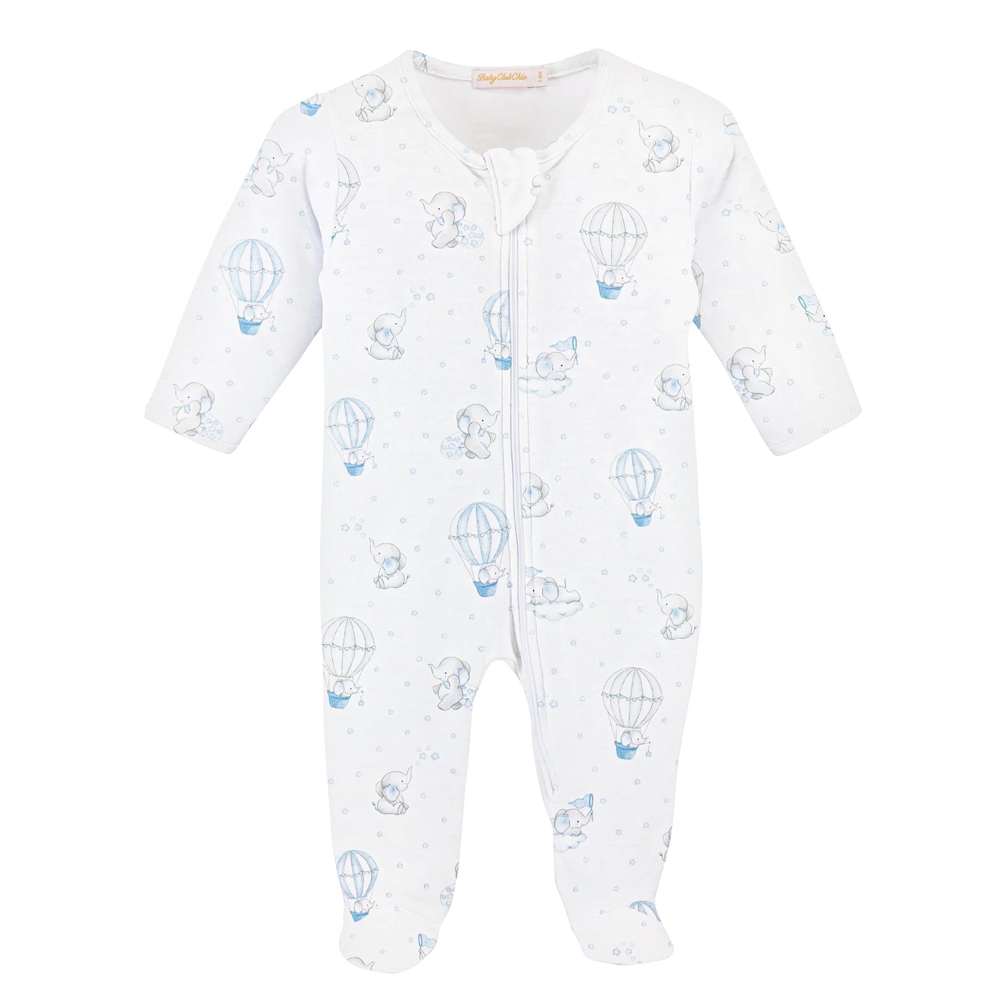 Dreamy Air Balloons Blue Zipped Footie