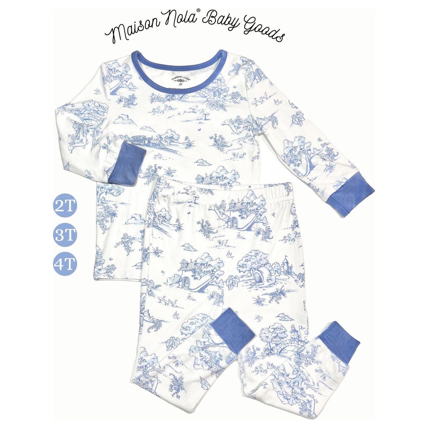 Blue Storyland Toile Pajama Set