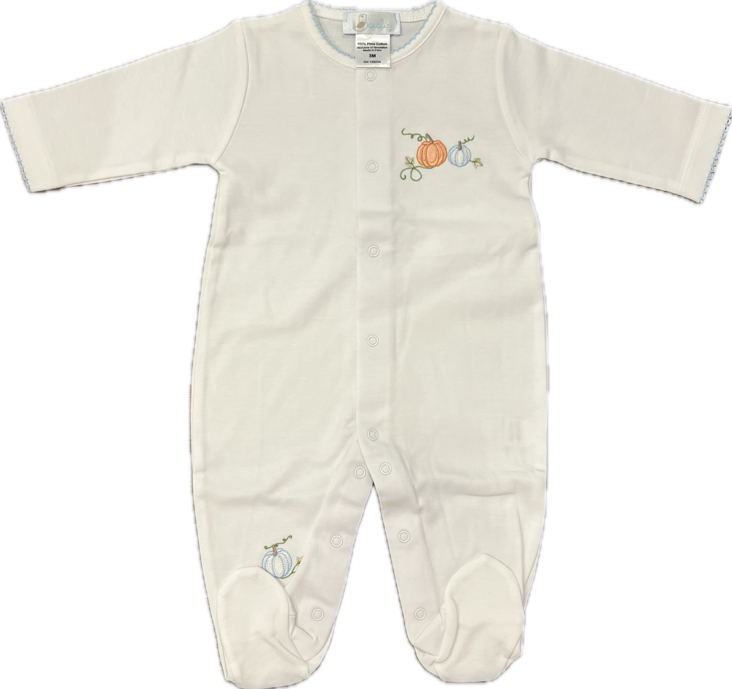 Cuclie - Pumpkins Footie Blue Embroidery
