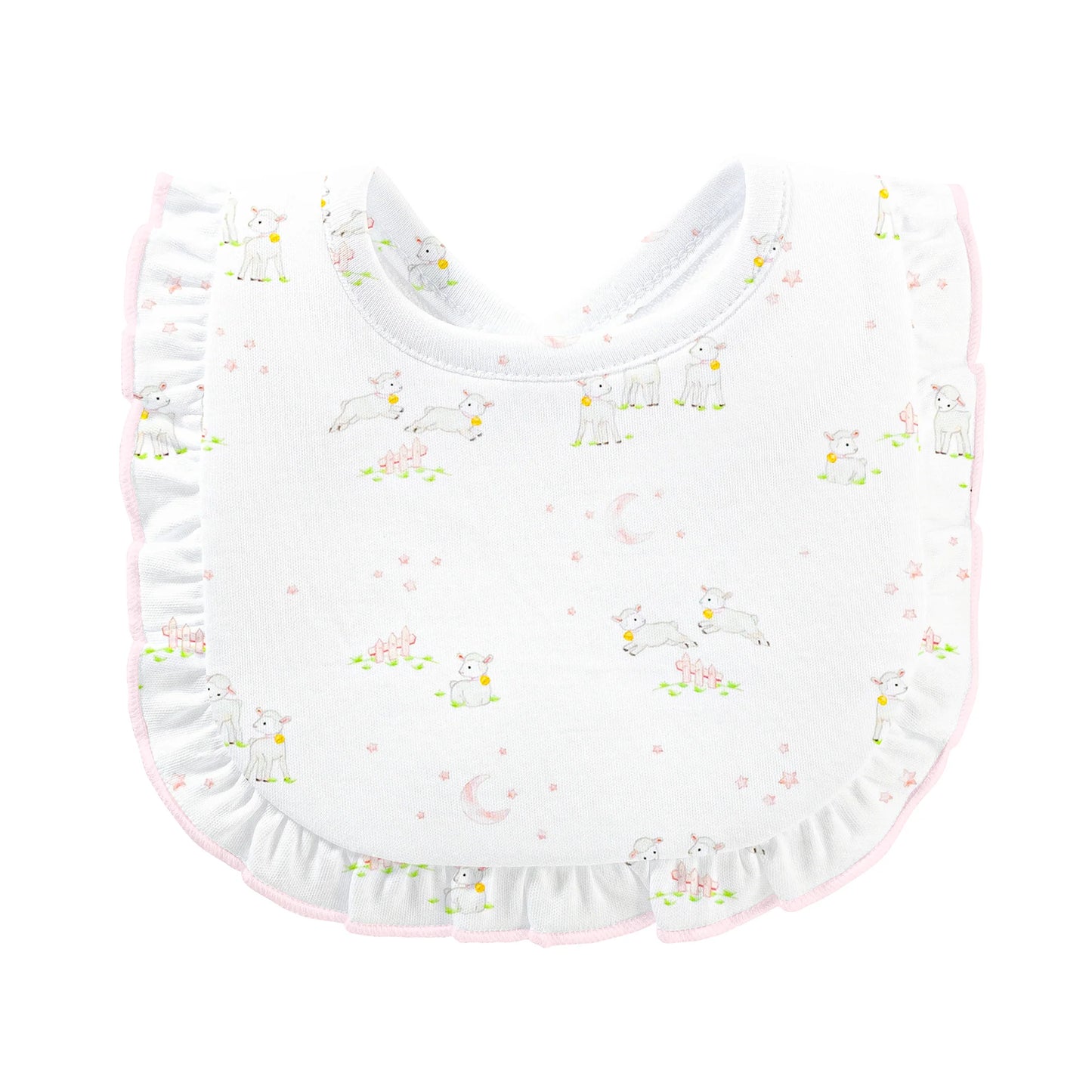 Baby Club Chic Baby Lambs Pink Ruffle Bib