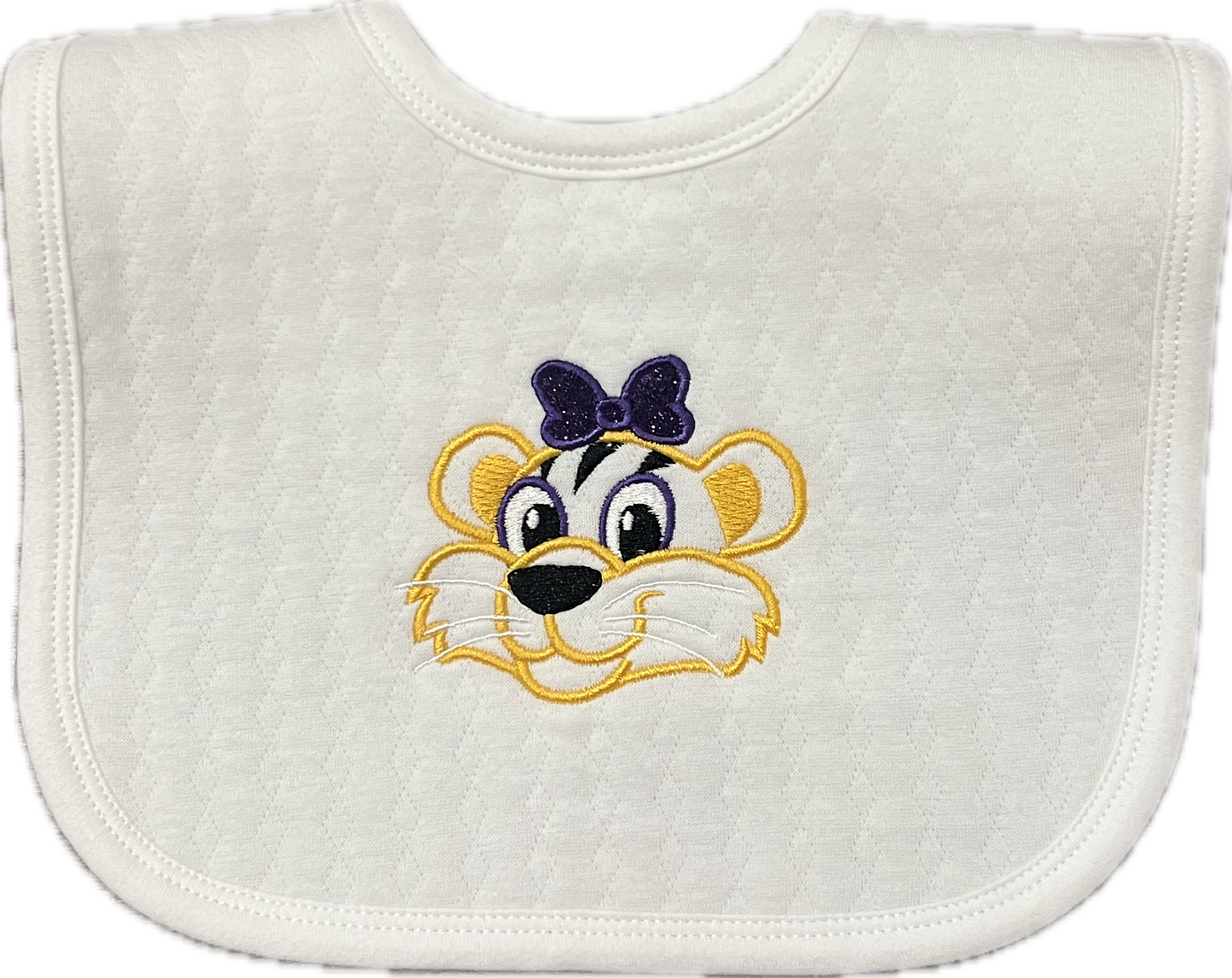 Bib Knit Ruffle LSU Baby Tiger Face Bow