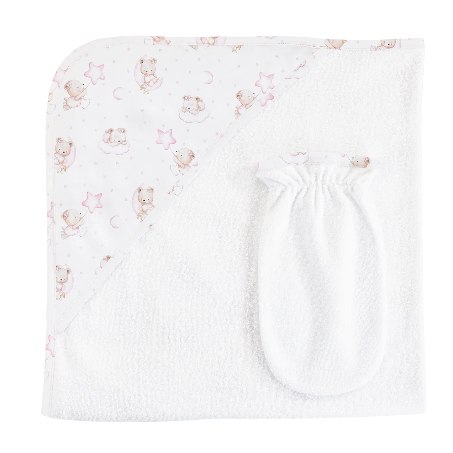 Baby Club Chic Sleep Tight Bear Pink Towel Set