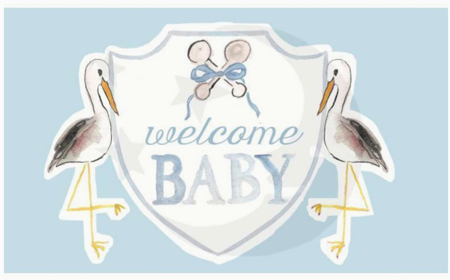 Welcome Baby Stork Flag-Blue