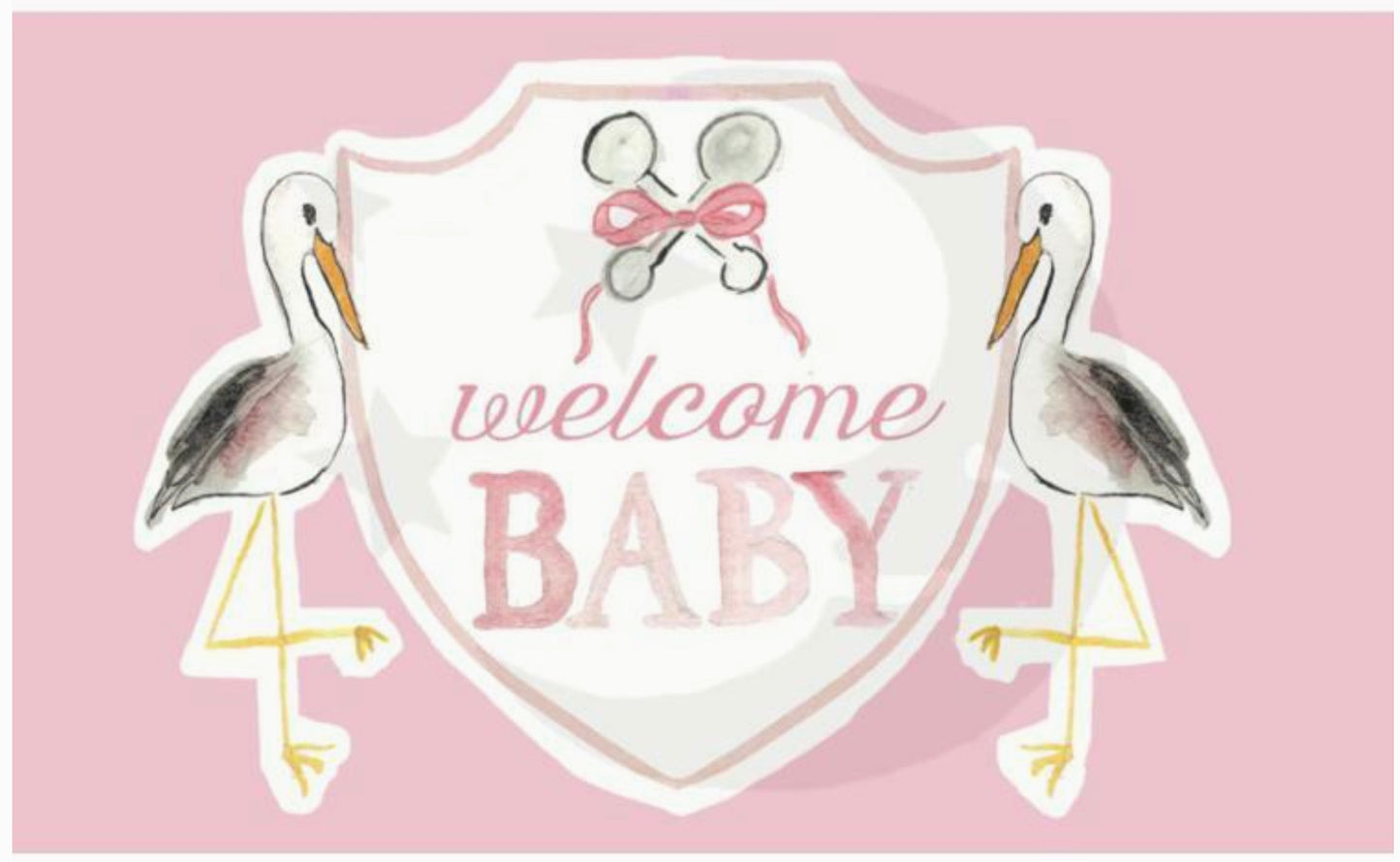 "Welcome Baby" Stork Flag- Pink