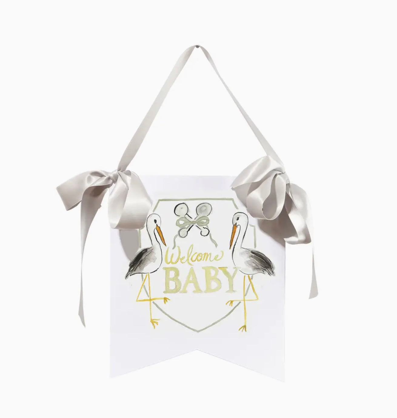 "Welcome Baby" Stork Hanger-Gender Neutral