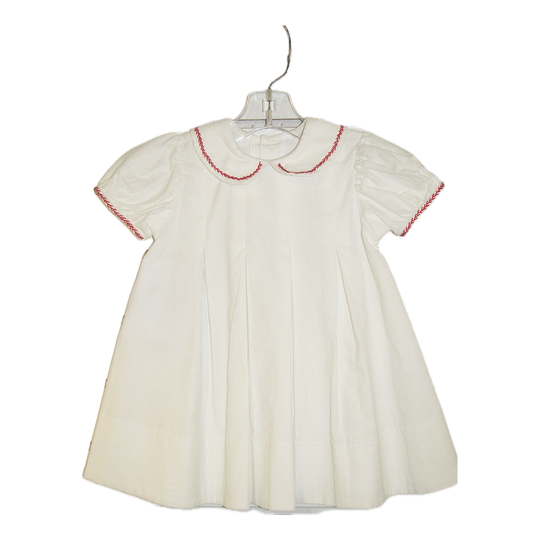 White Charlotte Dress With Red Stitching 2T White Charlotte Dress With Red Stitching 2T