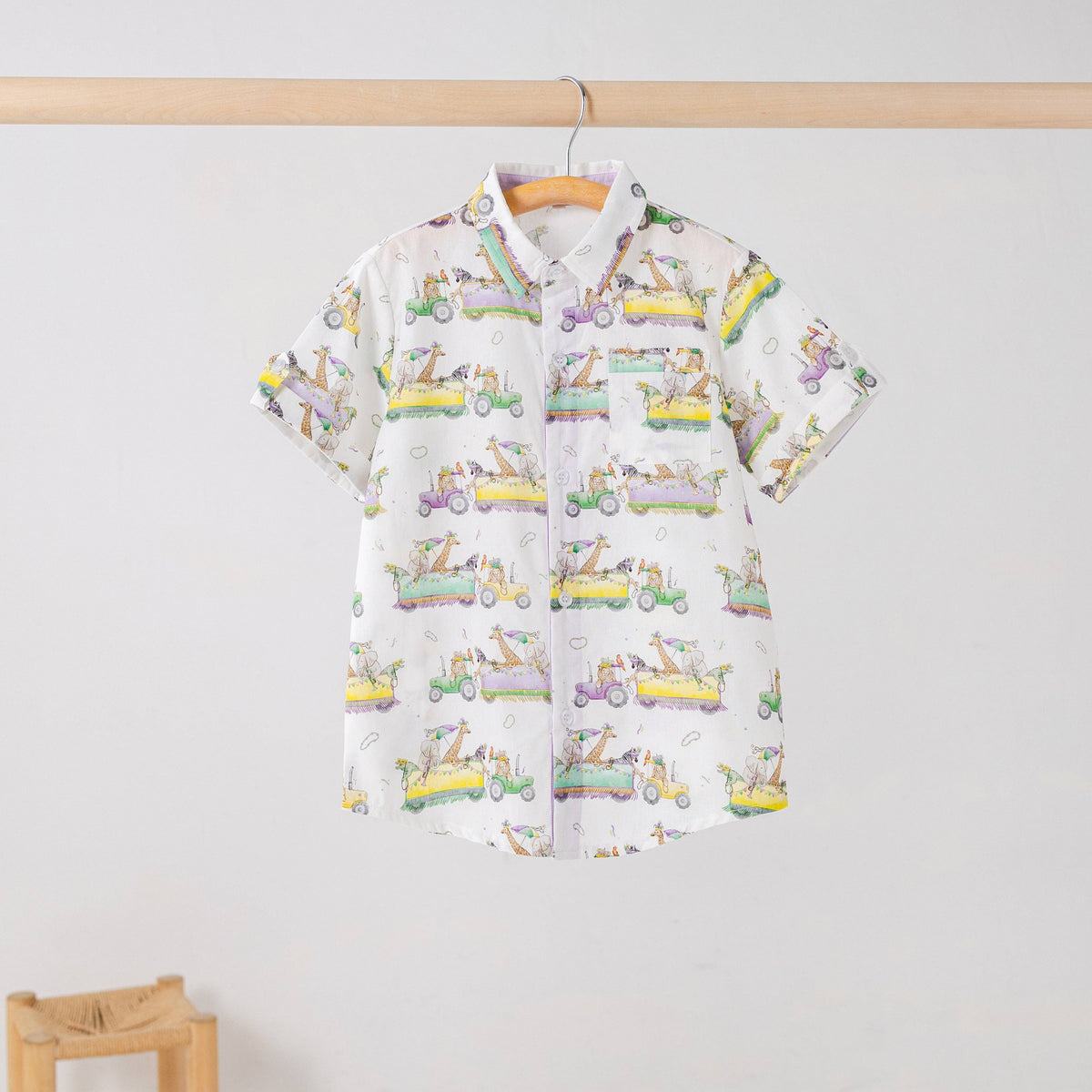 Krewe Zoo-d It! Kids Short Sleeve Collared Shirt