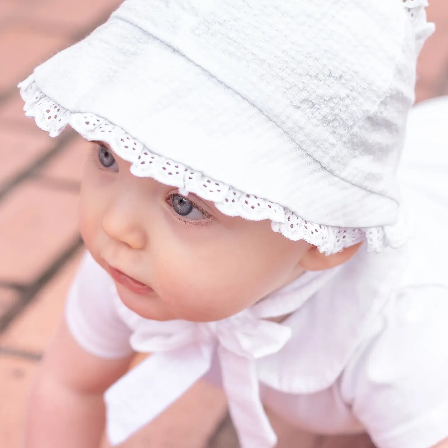 White Summer Baby Bonnet Sunhat