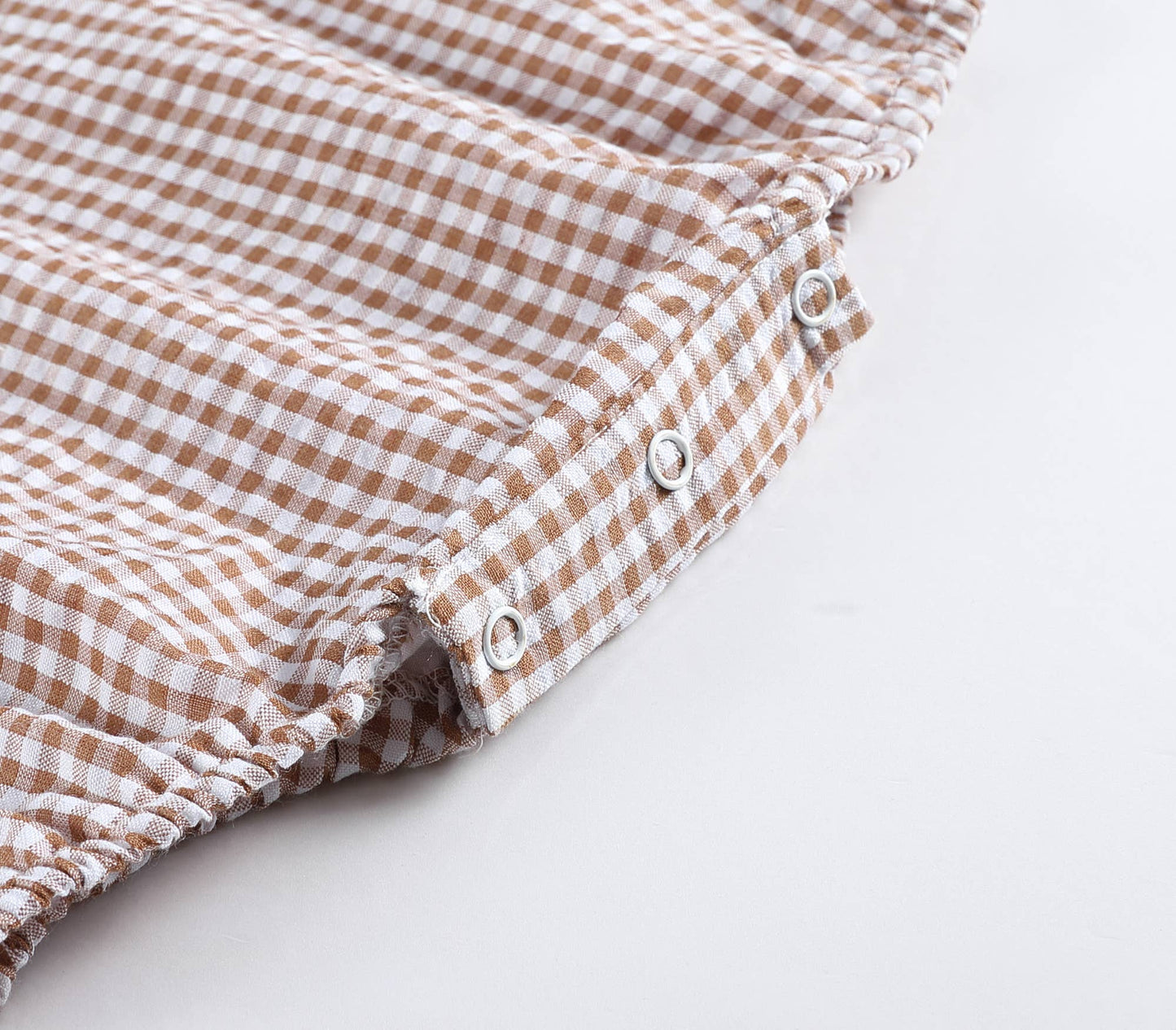 Classic Brown Gingham Baby Bubble Romper