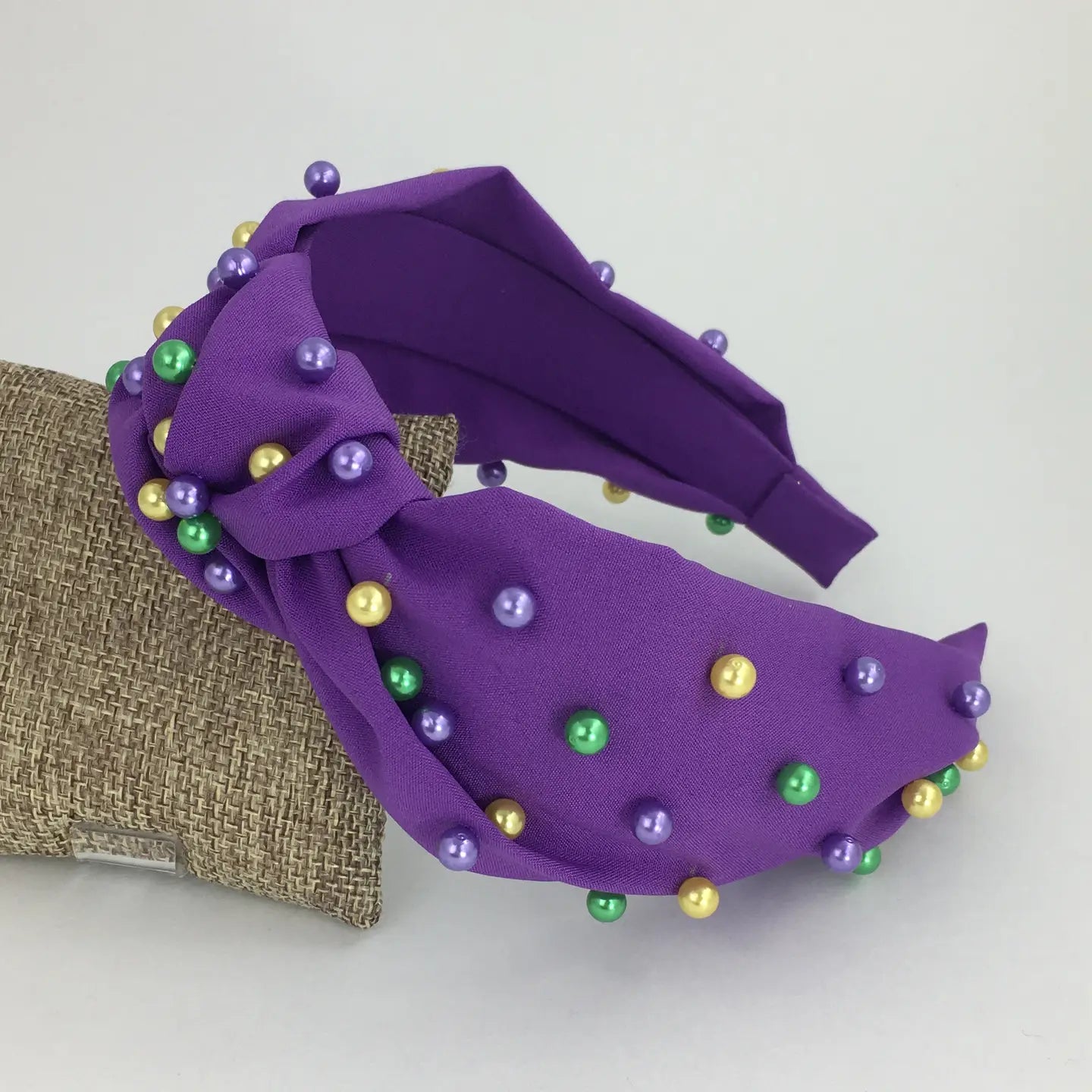 Mardi Gras Pearl Knot Headband