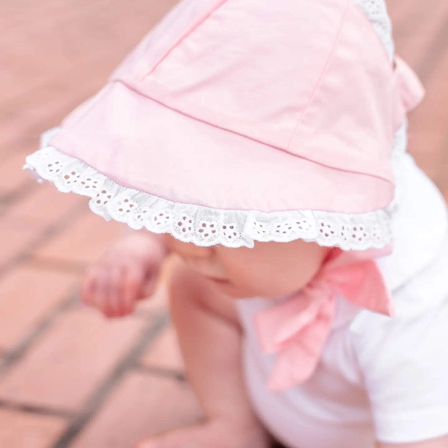 Pink and Lace Summer Baby Bonnet Sunhat