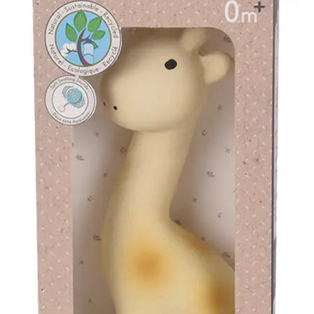 Giraffe Natural Organic Rubber Teether, Rattle & Bath Toy