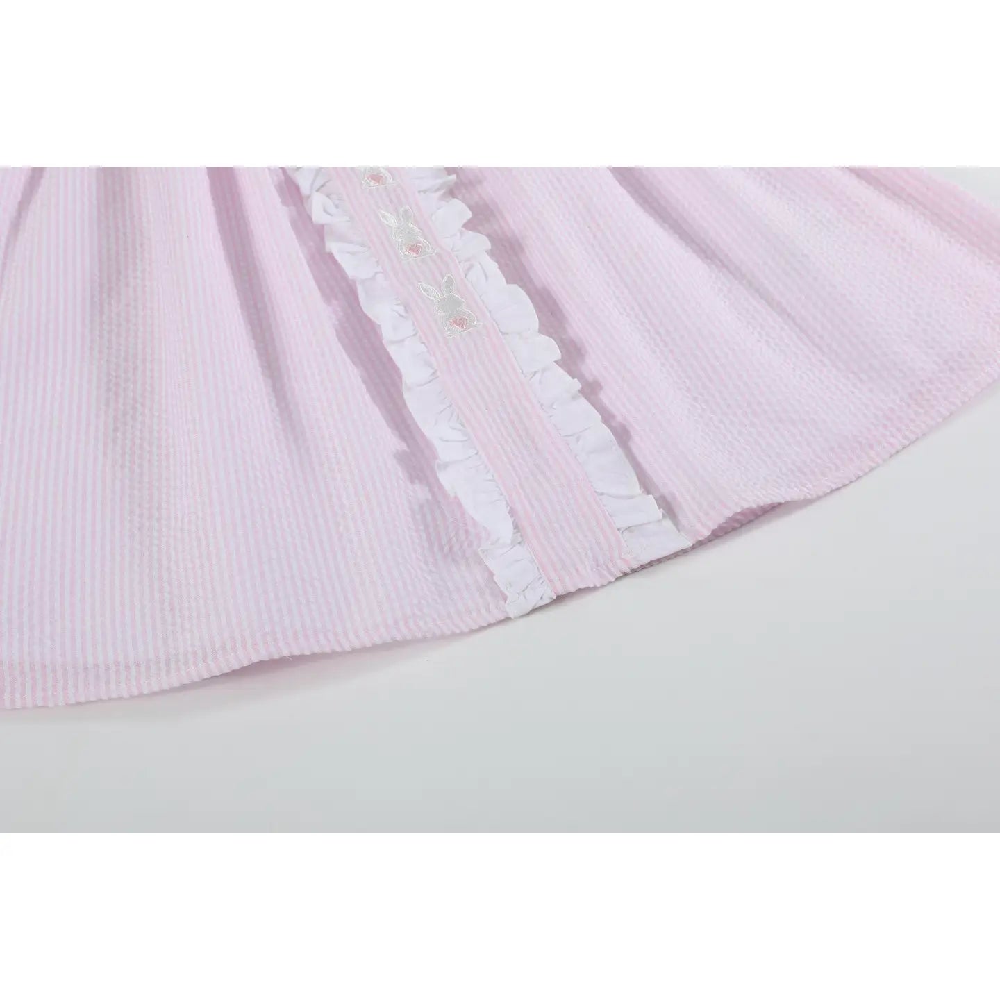 Pink Seersucker Easter Ruffle Dress