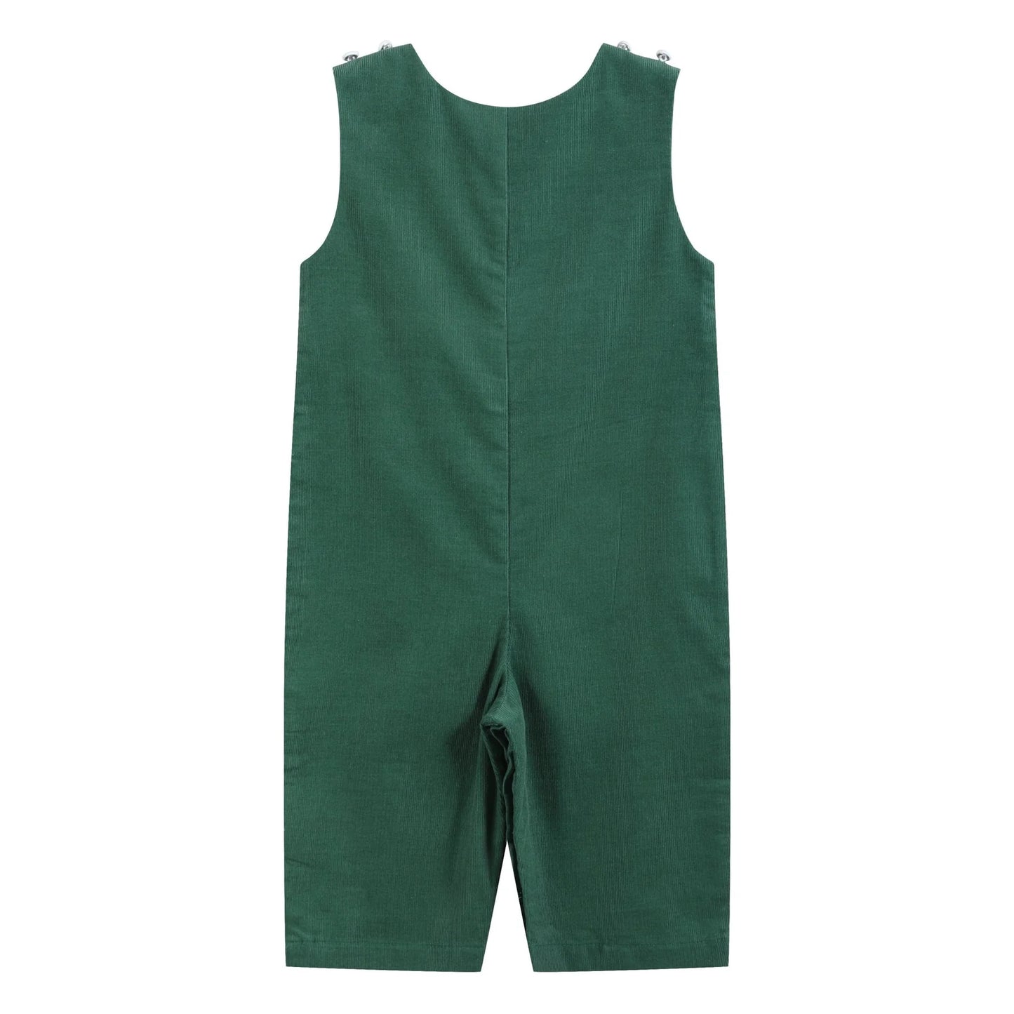 Green Corduroy Santa Smocked Overalls
