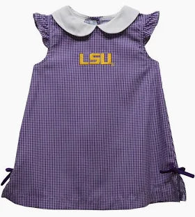 LSU A-Line Dress-Purple Gingham