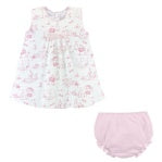 Pink Toile Bunnies Hand Smocked Dress