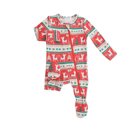 Vintage Deer Fair Isle Footie