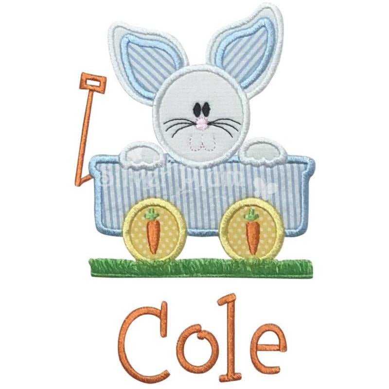 Easter - Bunny in Wagon Applique Design, Select Garment Style