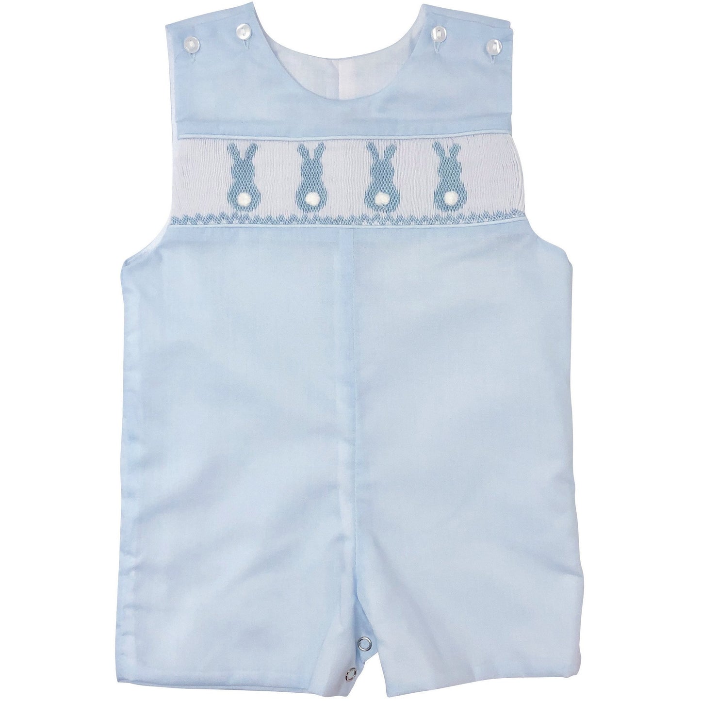 Light Blue Bunny Smocked Shortall