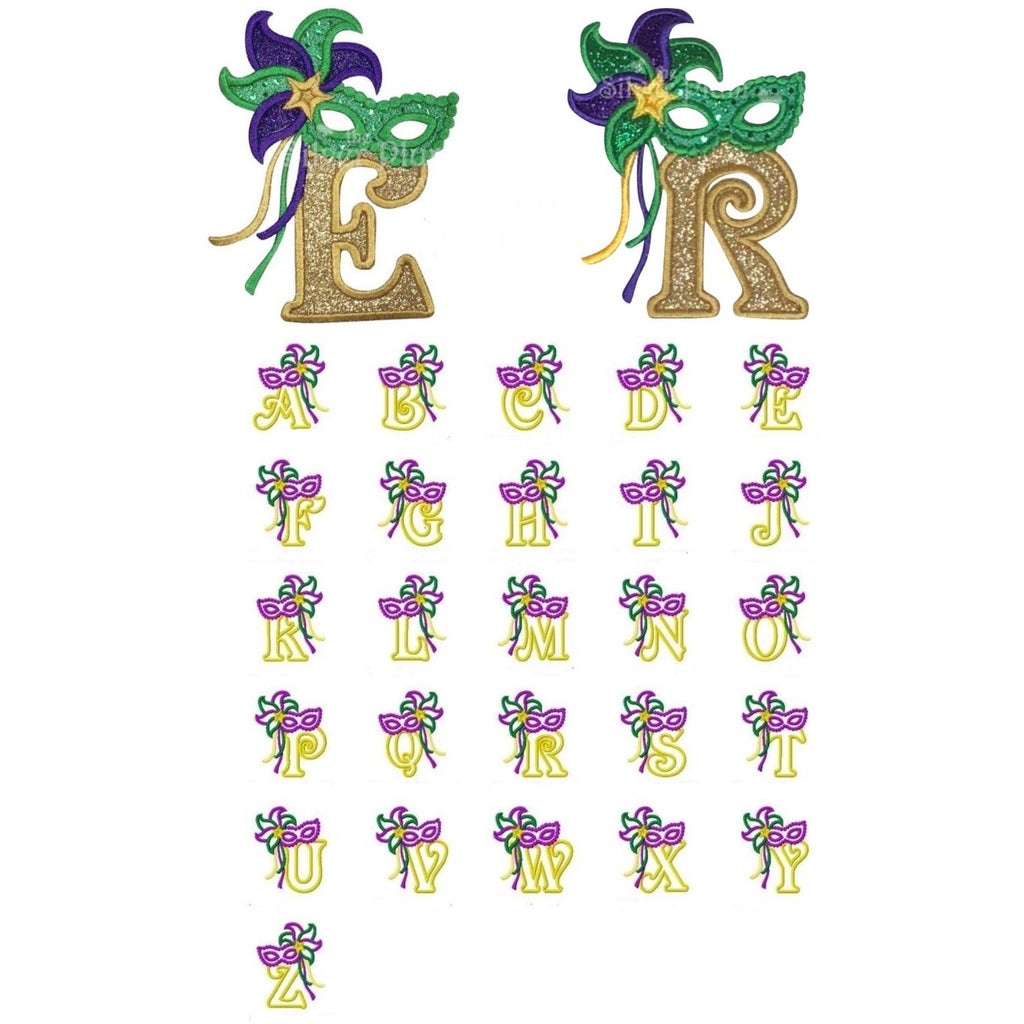 Mardi Gras - Alphabet Masquerade Letters, Applique Design