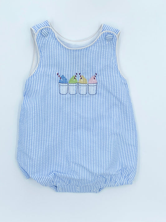 Snowball Classic Seersucker Bubble Romper