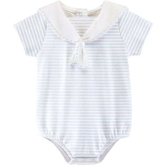 Baby Club Chic Light Blue Stripes Bubble Boy