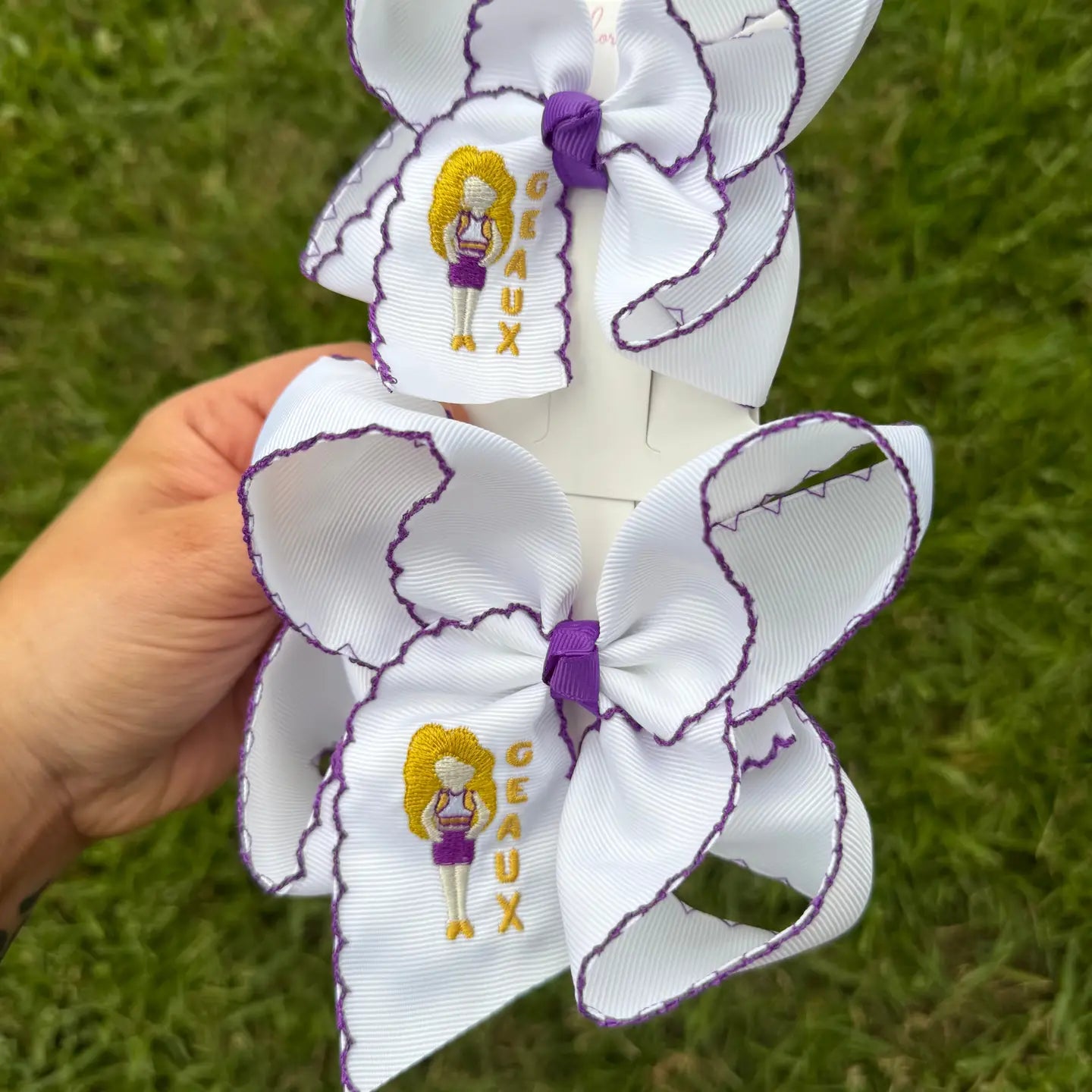 Geaux Game Day Girl Embroidered Bow