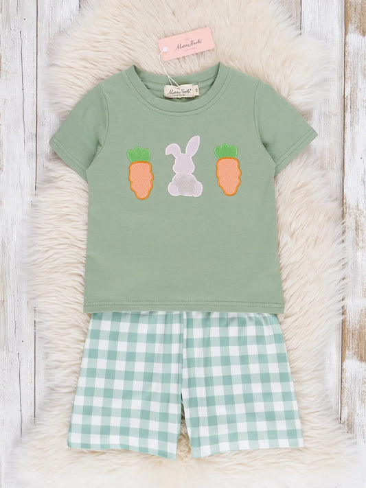 Gingham Carrot Patch Embroidered Outfit