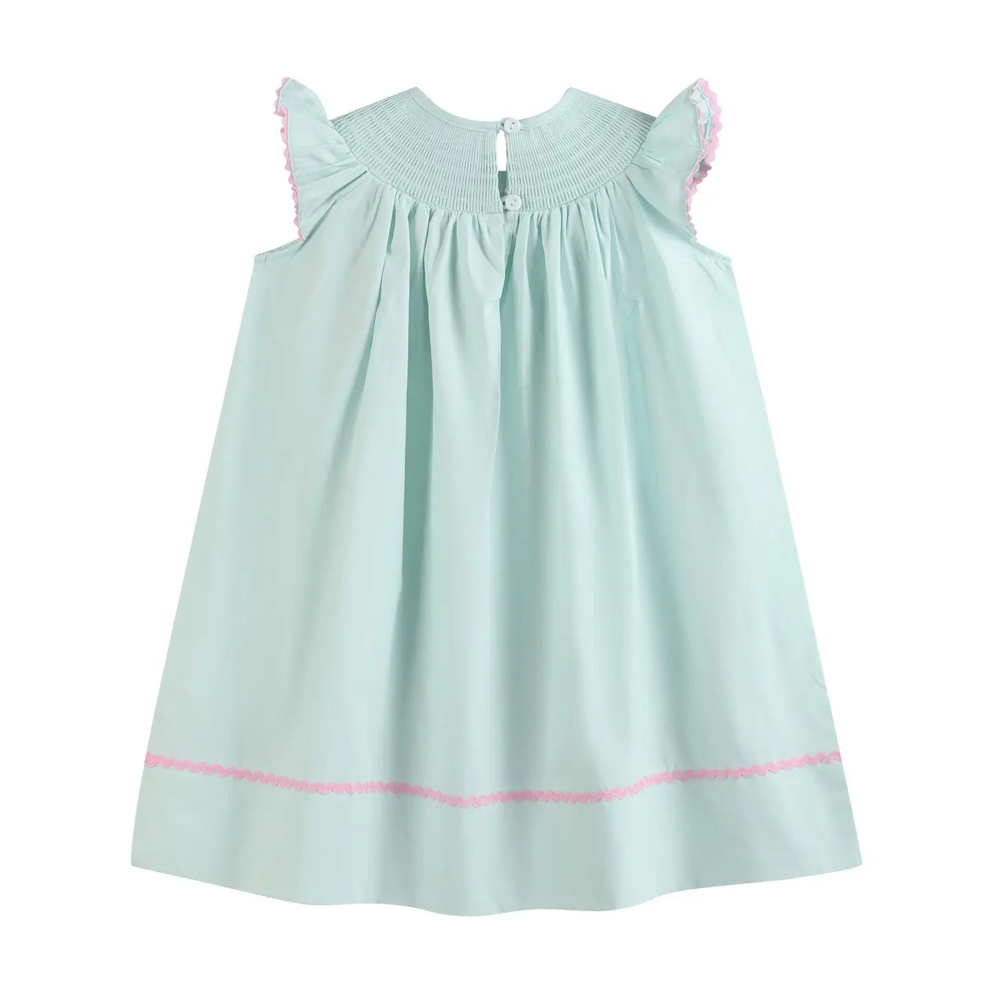 Misty Blue Bunny Smocked Bishop Dress