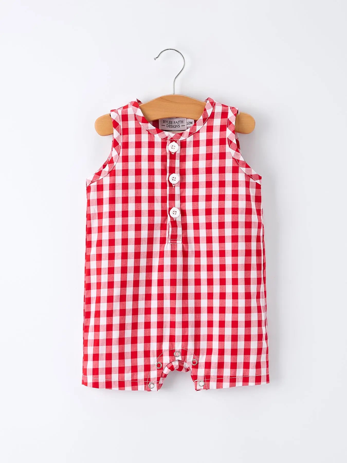 Summer Plaid Smocked Boys Romper