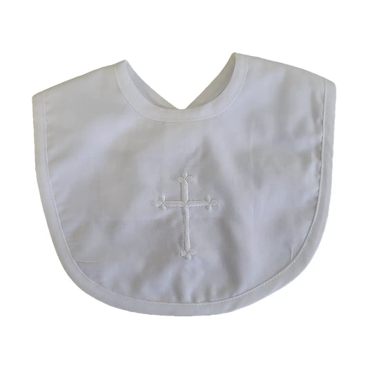 Hand Embroidered Cross Christening Bib