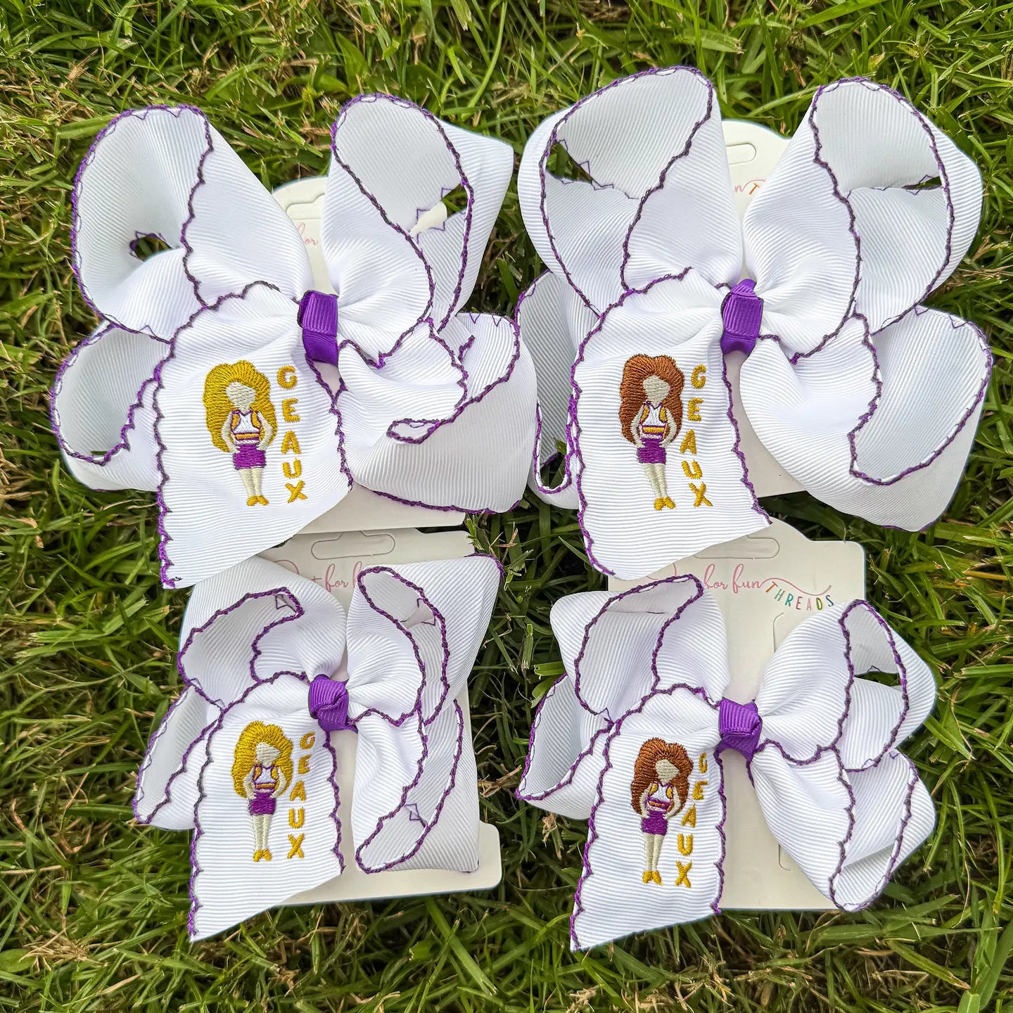 Geaux Game Day Girl Embroidered Bow