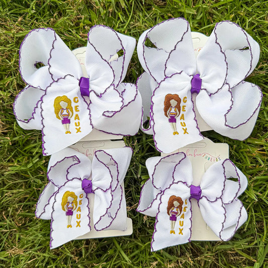 Geaux Game Day Girl Embroidered Bow