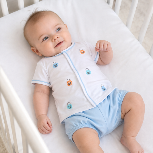 Pumpkin Party Diaper Cover Set - Light Blue