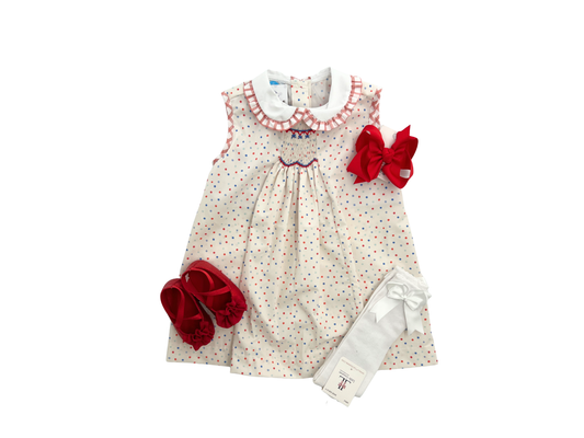 Emery Patriotic Dots Smocked Dress