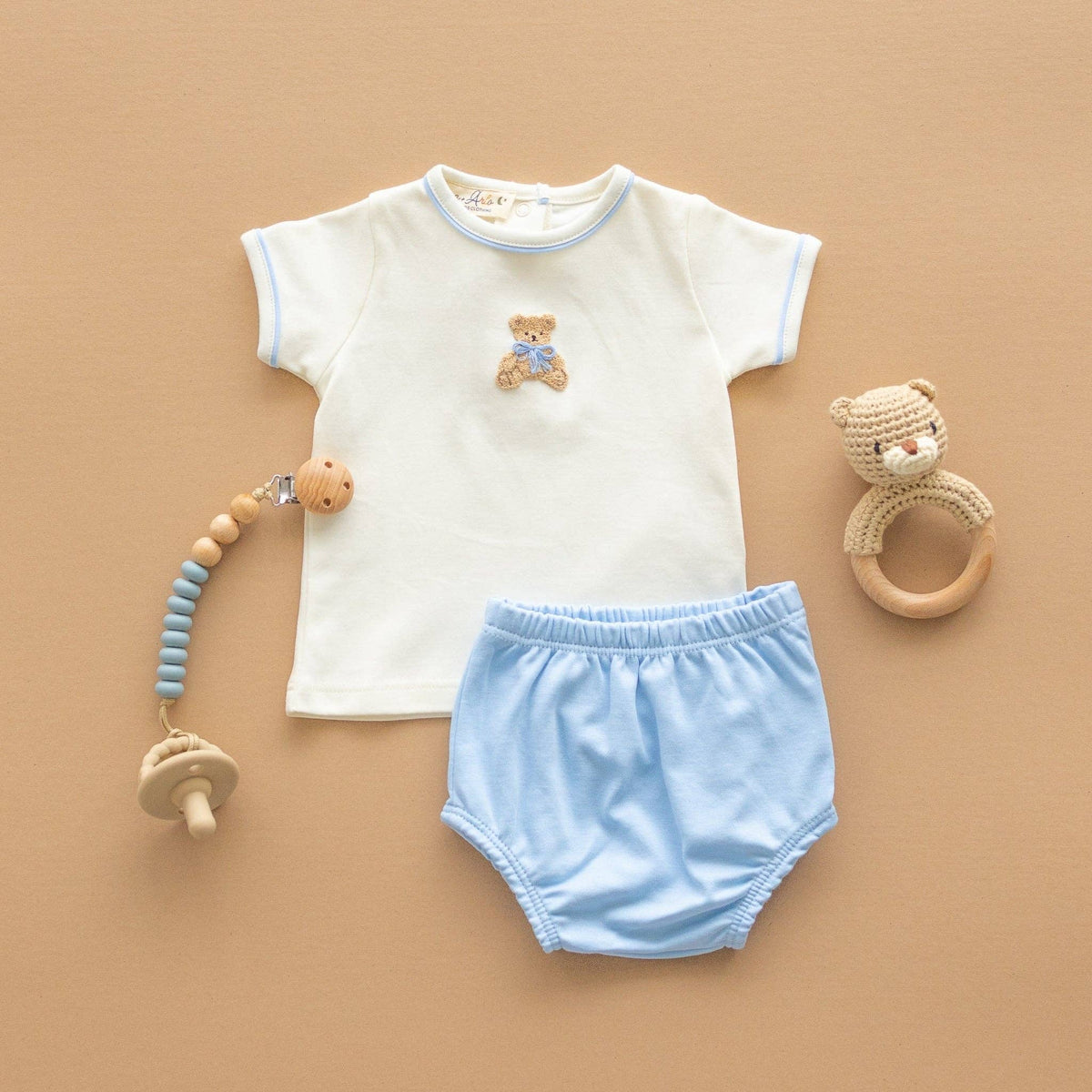 Bear Hugs Diaper Cover Set - Sky