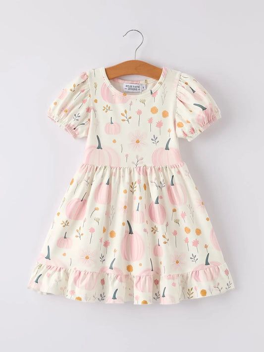 Fall Halloween/Thanksgiving Pumpkin Print Dress