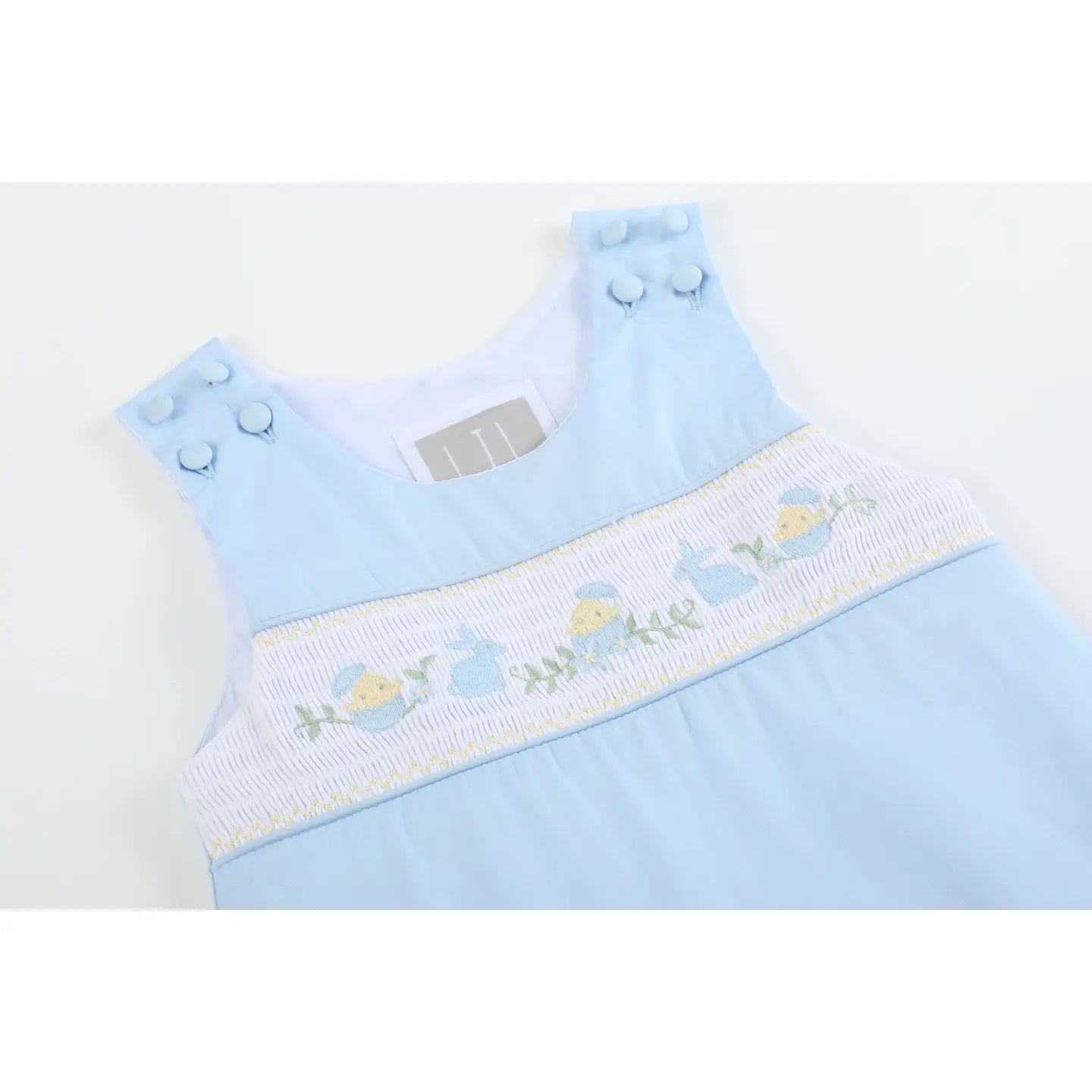 Light Blue Easter Smocked Shortalls