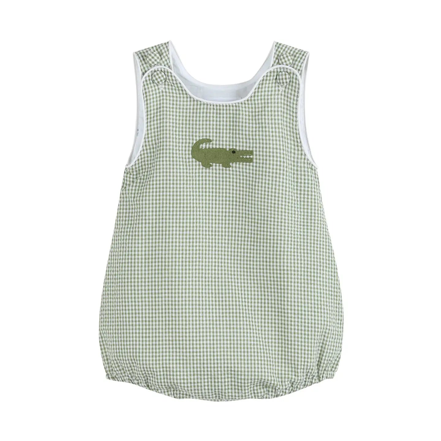 Green Gingham Alligator Bubble Romper