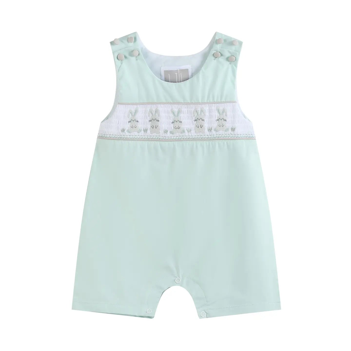 Misty Blue Bunny Smocked Shortalls