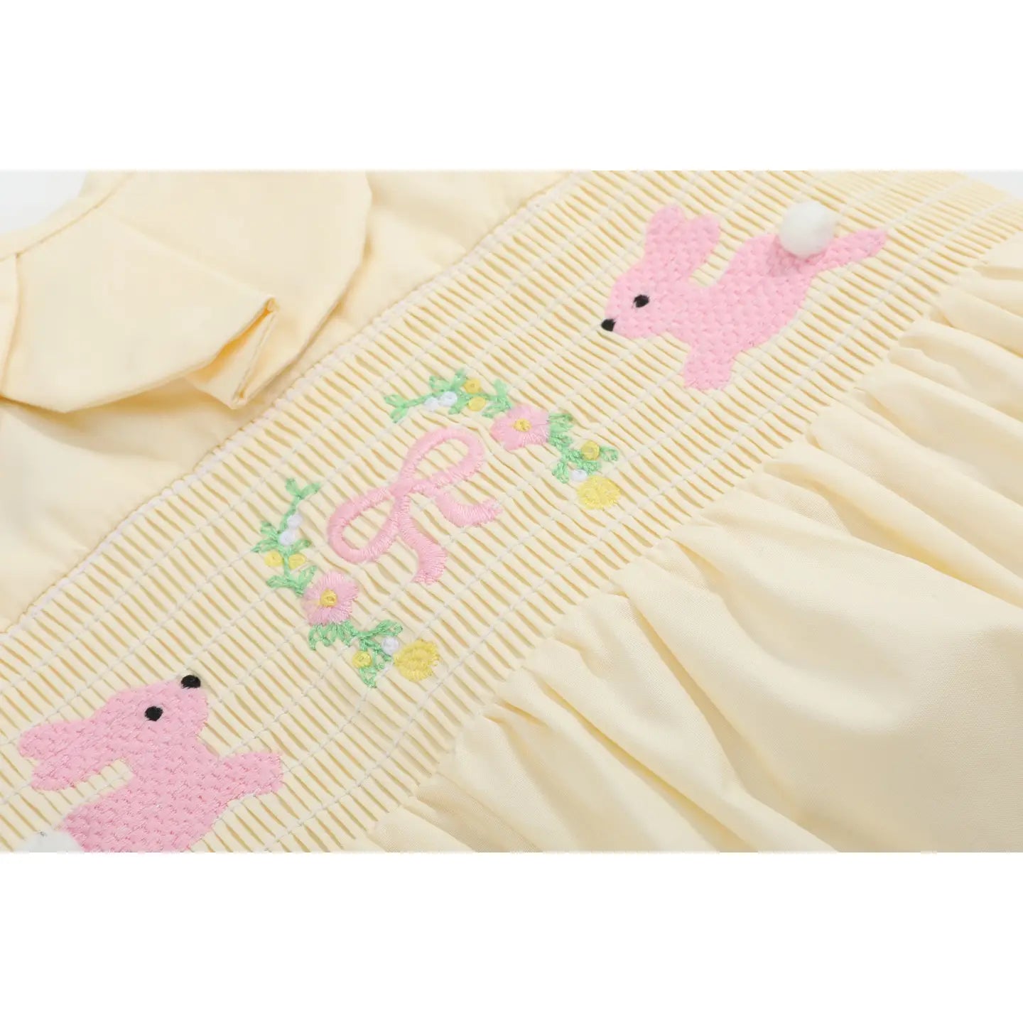 Yellow Petal Collared Smocked Bubble Romper